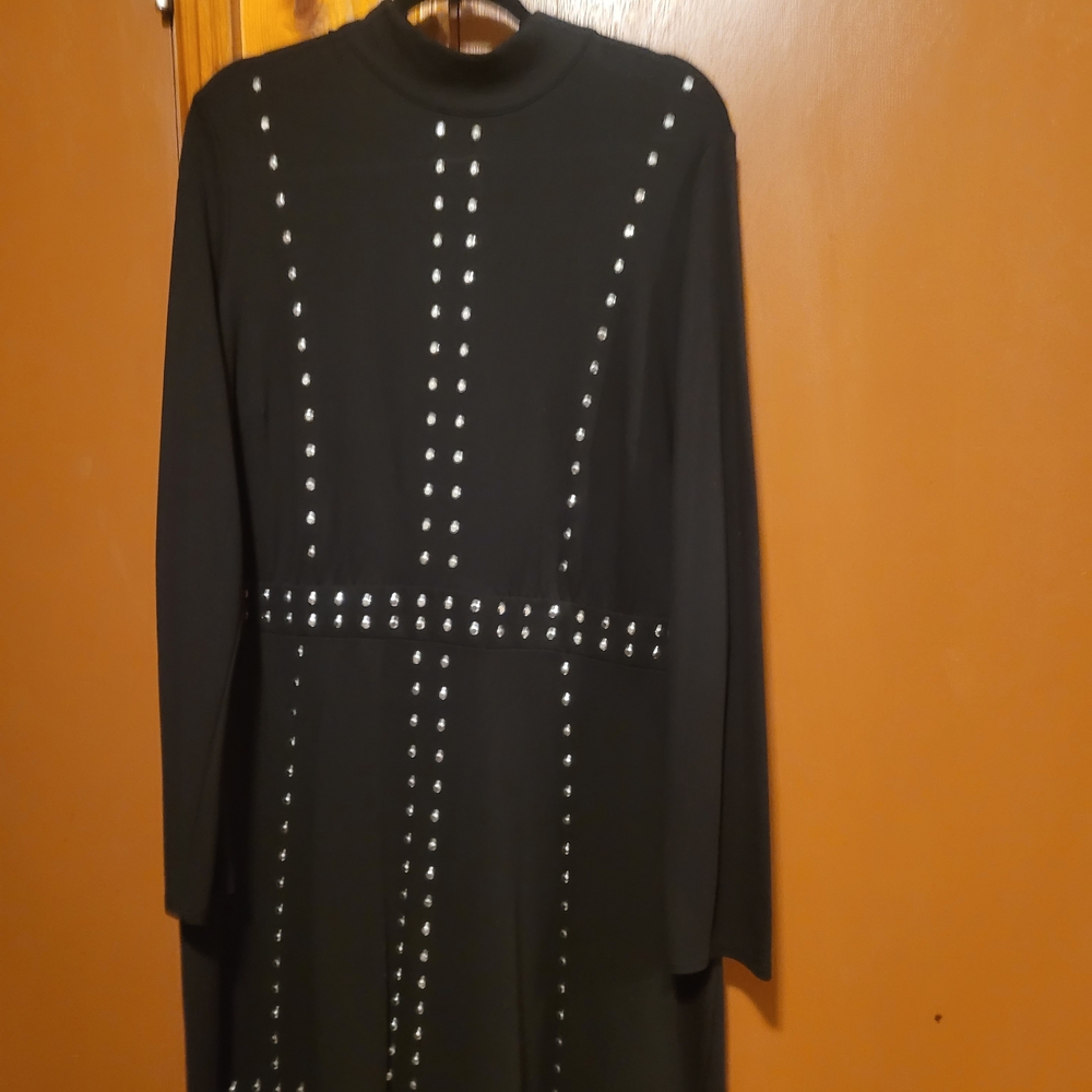 Lane Bryant Black Long Sleeve Studded Dress